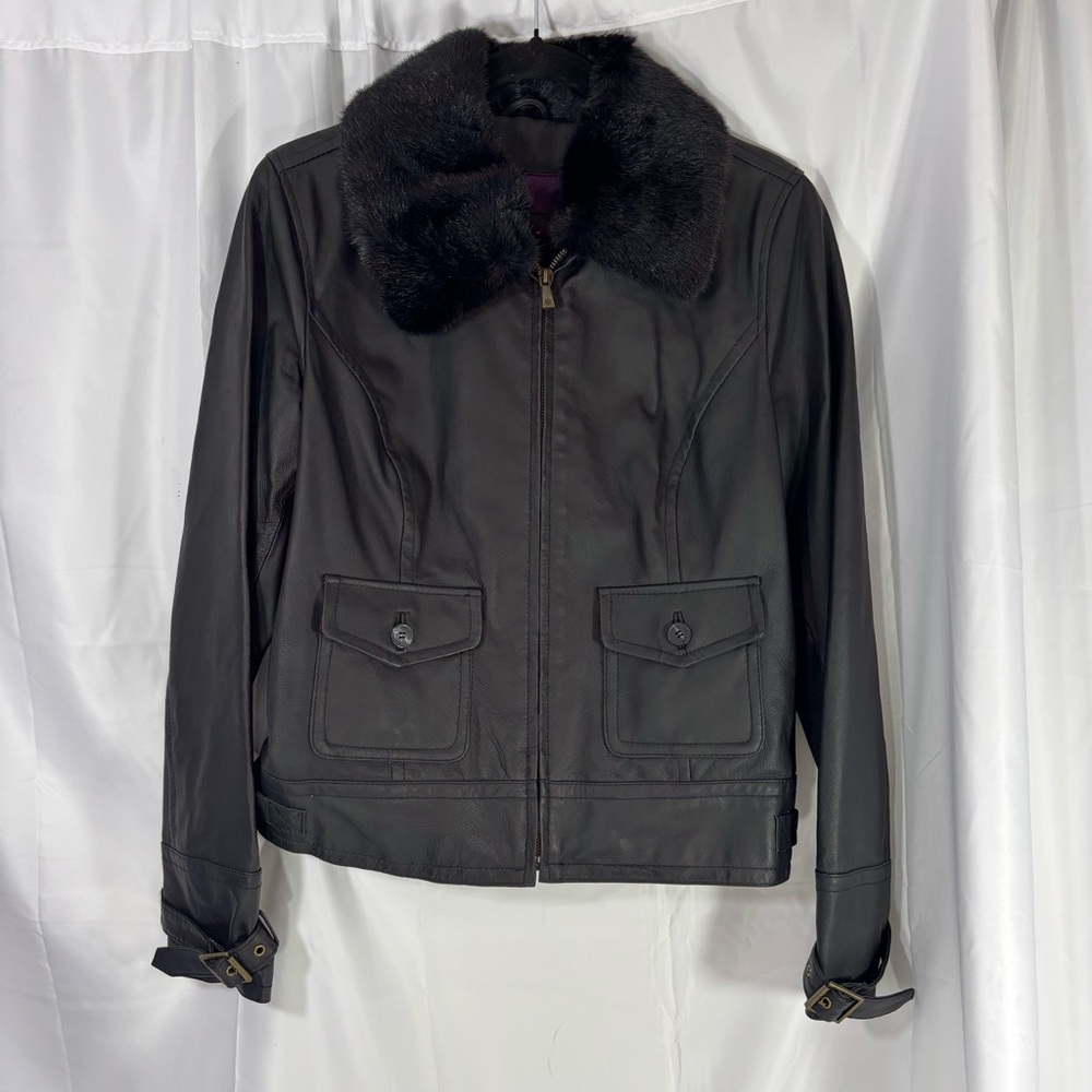Isaac Mizrahi Black Leather Jacket - Picture 3 of 9